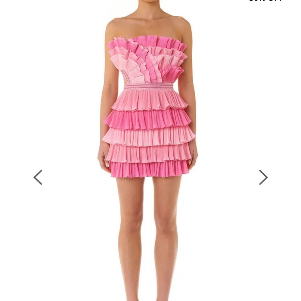 Tiered Ruffle Mini Dress - Pink - Picture 2 of 5